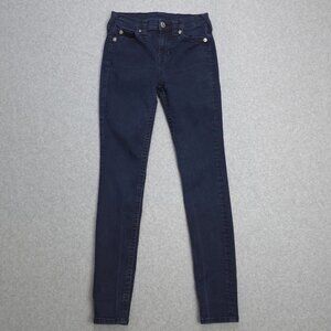 Women's High Waist Super Skinny Jeans Blue Elastic Mid-Rise